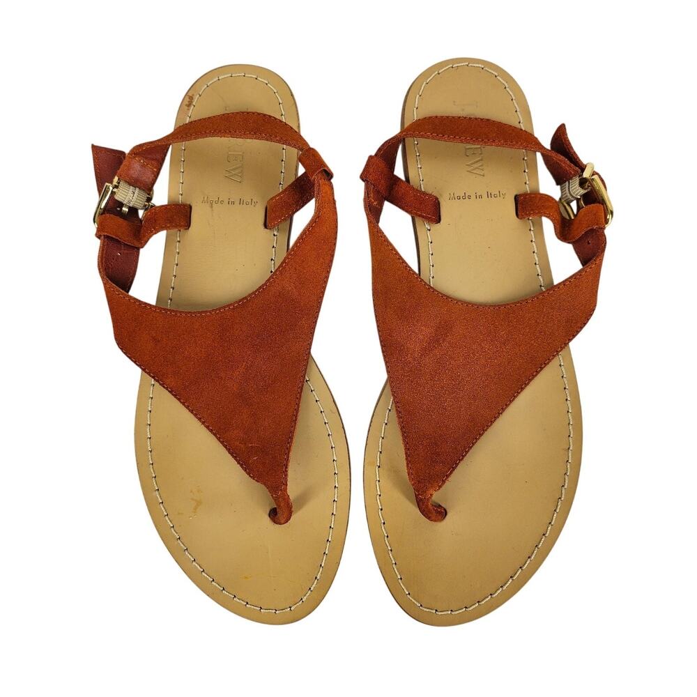 J.CREW WOMEN'S BROWN / TAN STRAPPY THONG SANDALS SIZE 9 MADE IN ITALY